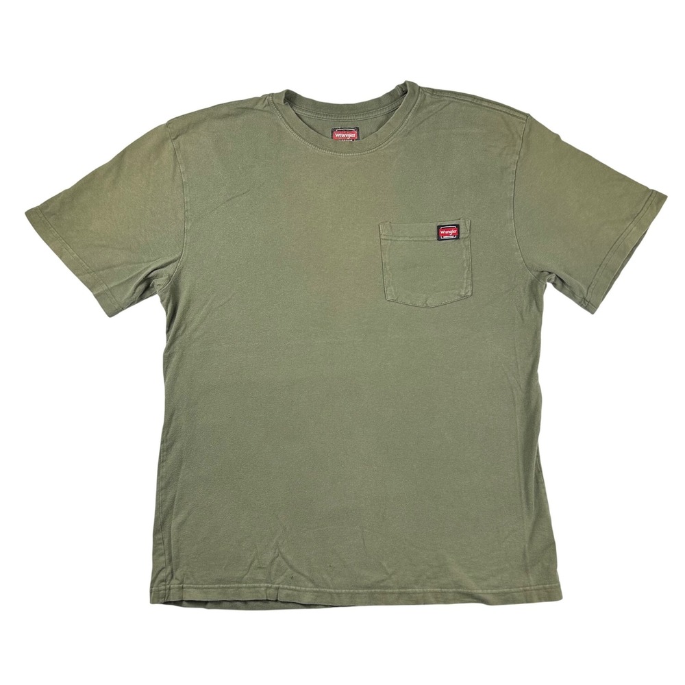 Wrangler Workwear Mens Olive Green Cotton Pocket T-Shirt Size Large